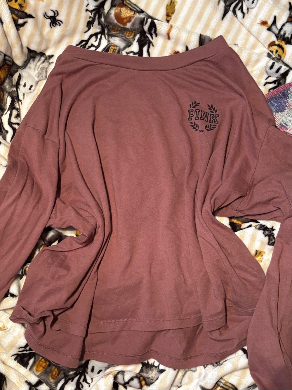 PINK Victoria's Secret Mauve Off-Shoulder Long Sleeve Top